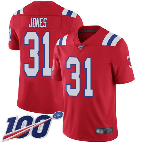 New England Patriots Football #31 100th Season Limited Red Men Jonathan Jones Alternate NFL Jersey